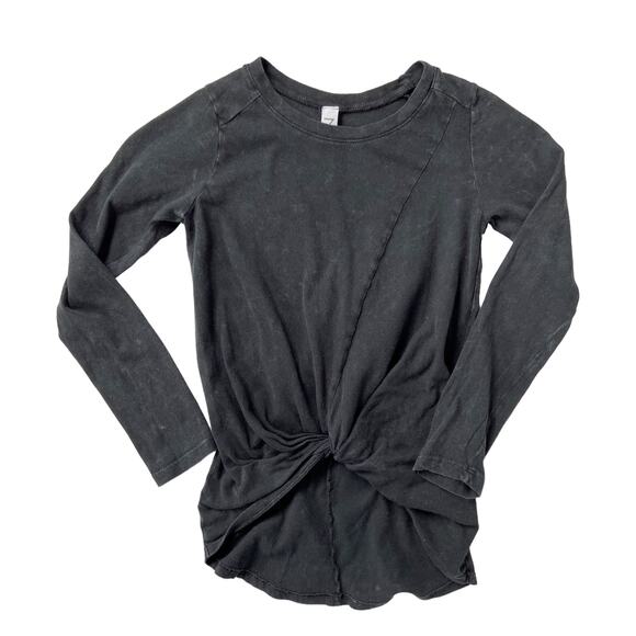 Zella Girls Size XS Long Sleeve‎ T Shirt Gray Tie Knot Waist - Picture 1 of 8